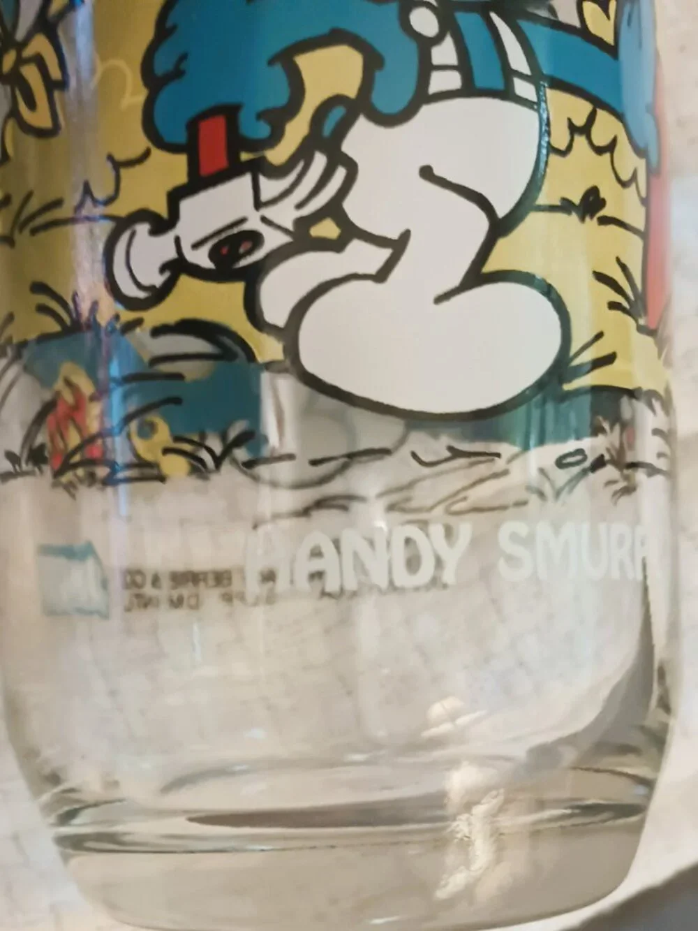 Smurfs Vintage Set Of 4 Drinking Glasses 1983 Handy, Papa, Clumsy, Baker Smurf